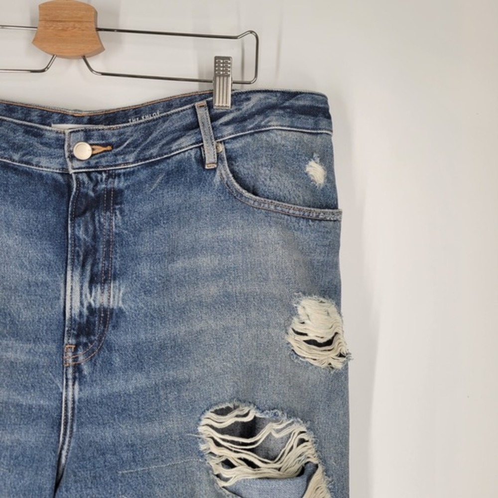 Good American The Khloe Jean Super High Rise Straight Distressed Blue‎ Sz 16 CUT - Picture 4 of 10